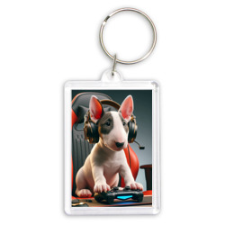 Брелок прямоугольный 35*50 Bull terrier puppy - gamer