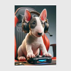 Магнитный плакат 2Х3 Bull terrier puppy - gamer