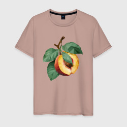 Мужская футболка хлопок Персик с листьями