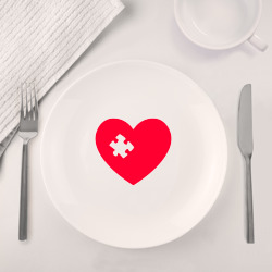 Набор: тарелка + кружка Пазл сердце - фото 2