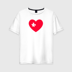 Сердце пазл – Женская футболка хлопок Oversize с принтом купить со скидкой в -16%