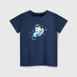 Детская футболка хлопок Ангел кот на облаке