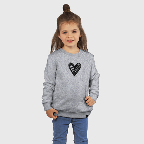 Детский свитшот хлопок Рисованное чёрное сердце парное, цвет меланж - фото 3