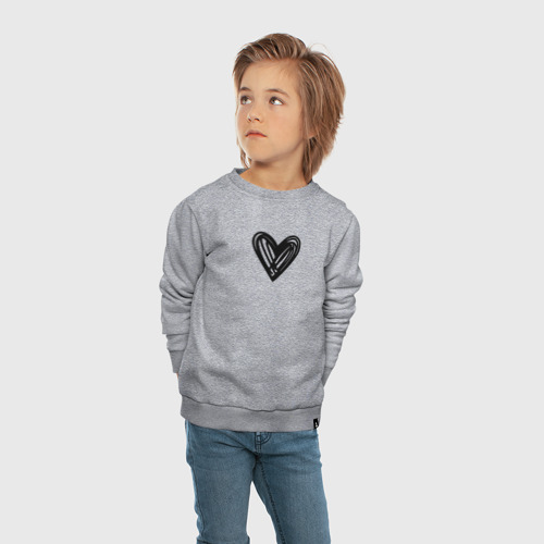 Детский свитшот хлопок Рисованное чёрное сердце парное, цвет меланж - фото 5