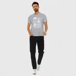 Мужская футболка хлопок Slim Еда сон шахматы - фото 5