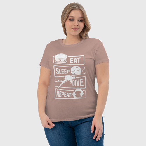 Женская футболка хлопок с принтом Еда сон дайвинг, фото #4