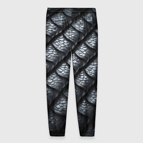 Мужские брюки 3D с принтом Чёрная чешуя дракона, вид сзади #1