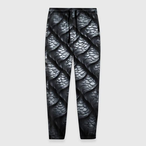 Мужские брюки 3D с принтом Чёрная чешуя дракона, вид спереди #2