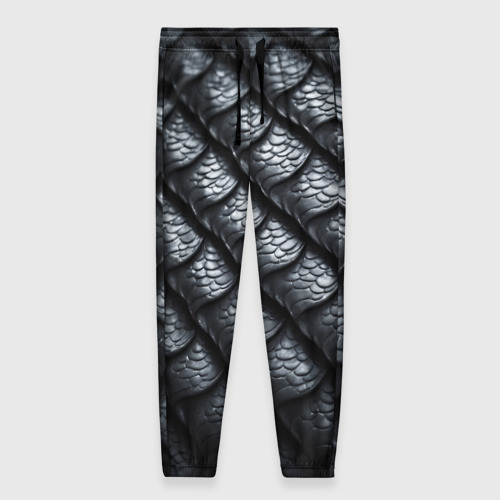 Женские брюки 3D с принтом Чёрная чешуя дракона, вид спереди #2