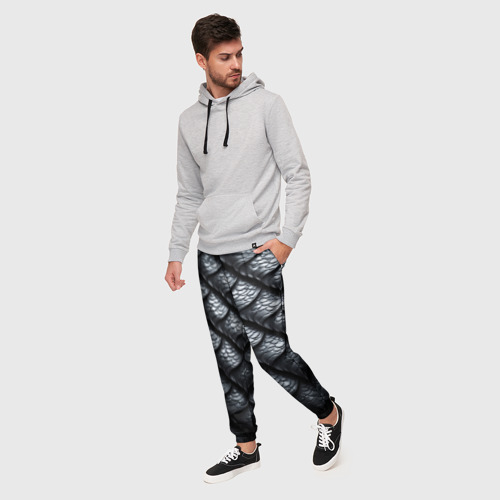 Мужские брюки 3D с принтом Чёрная чешуя дракона, фото на моделе #1