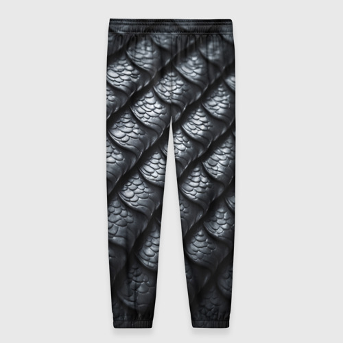 Женские брюки 3D с принтом Чёрная чешуя дракона, вид сзади #1