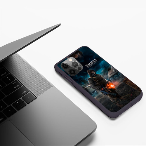 Чехол для iPhone 12 Pro с принтом STALKER одиночка с артефактом, фото #4