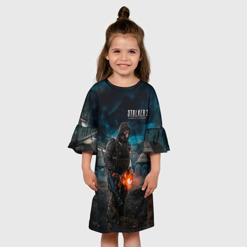 Детское платье 3D с принтом STALKER одиночка с артефактом, вид сбоку #3