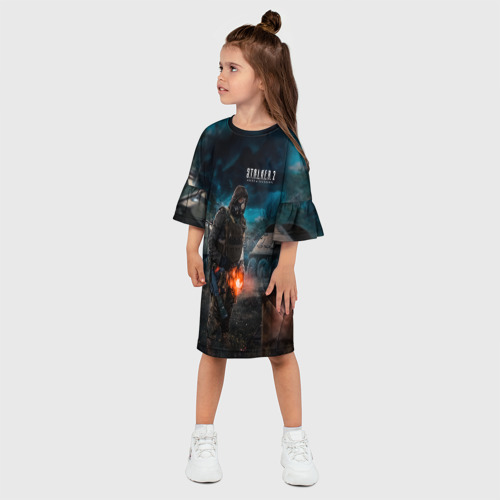 Детское платье 3D с принтом STALKER одиночка с артефактом, фото на моделе #1