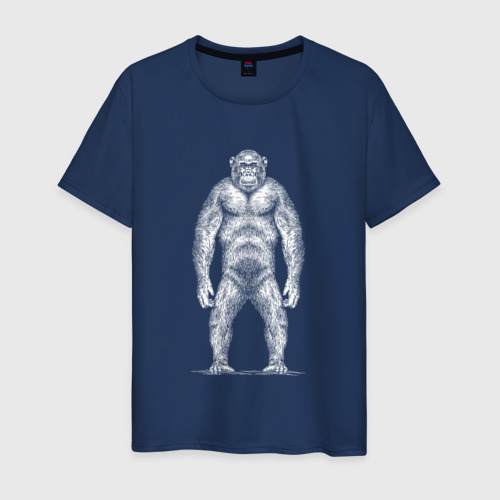 Мужская футболка из хлопка с принтом Шимпанзе в полный рост, вид спереди №1
