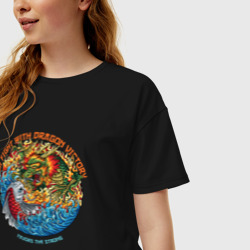 Женская футболка хлопок Oversize Кои против дракона - фото 2