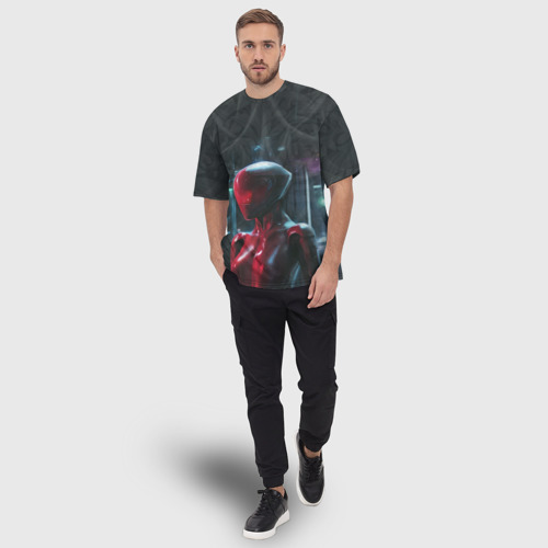 Мужская футболка oversize 3D Девушка боевой фрейм, цвет 3D печать - фото 5