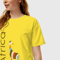 Женская футболка хлопок Oversize Жираф цвета Африки - фото 2