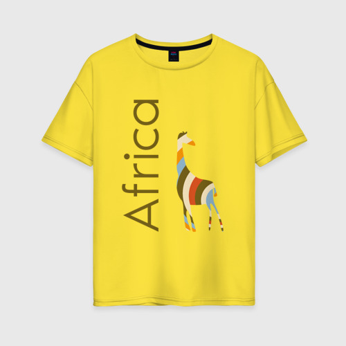 Женская футболка хлопок Oversize Жираф цвета Африки, цвет желтый