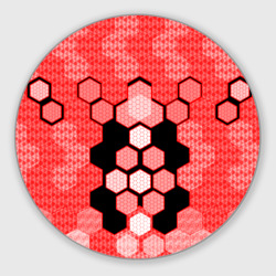 Круглый коврик для мышки Красная кибер броня hexagons