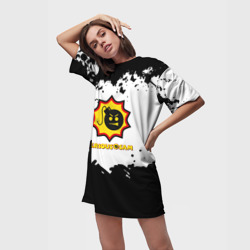 Платье-футболка 3D Serious Sam game краски чернобелые - фото 2