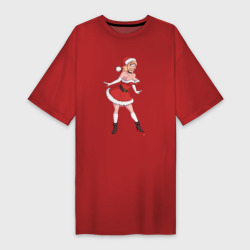 Платье-футболка хлопок Рождественская секси Снегурочка