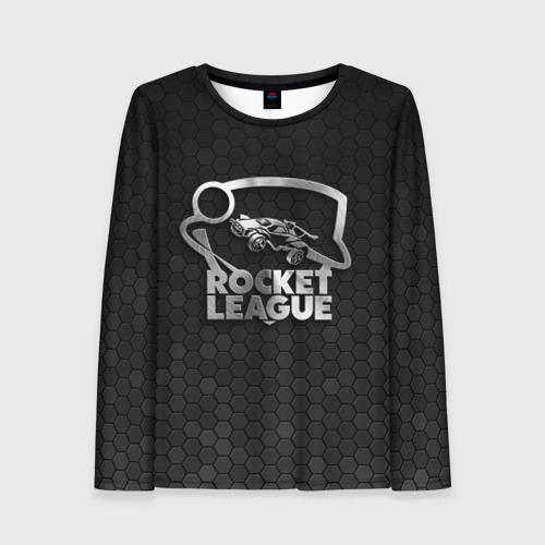 Женский лонгслив 3D с принтом Rocket League - metal logo, вид спереди #2