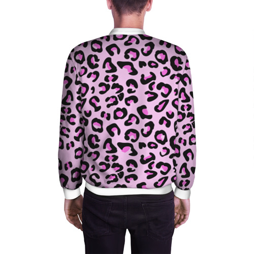 Мужской бомбер 3D Розовые пятна леопарда, цвет белый - фото 4