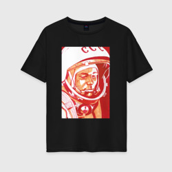 Женская футболка хлопок Oversize Gagarin in red