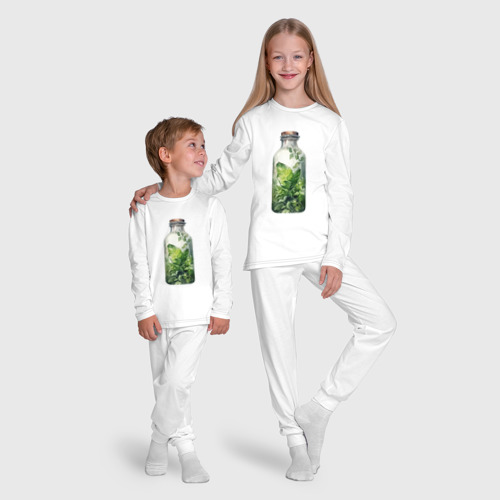 Детская пижама с лонгсливом хлопок с принтом Флорариум разные растения, фото #5