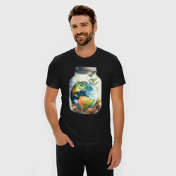 Мужская футболка хлопок Slim Мир в банке - Земля - фото 2