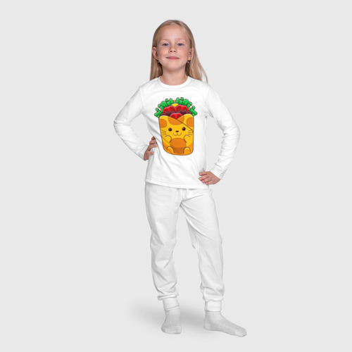 Детская пижама с лонгсливом хлопок с принтом Кот буррито, фото #4