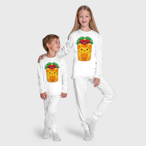 Детская пижама с лонгсливом хлопок с принтом Кот буррито, фото #5