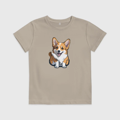 Детская футболка хлопок Корги улыбака