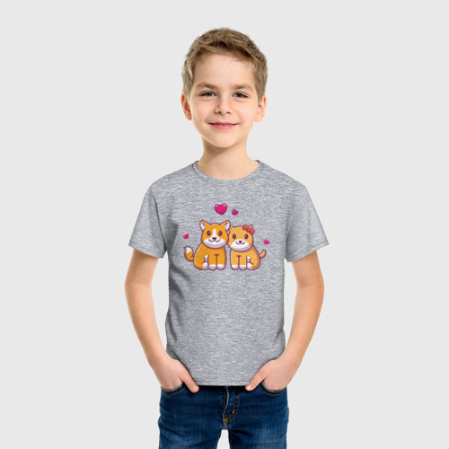 Детская футболка хлопок Dogs love, цвет меланж - фото 3