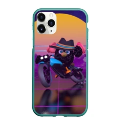 Чехол для iPhone 11 Pro Max матовый Чёрный Гусь на мотоцикле Чикен Ган