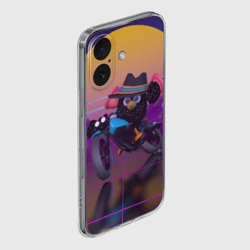 Чехол для iPhone 16 силиконовый с защитой камеры Чёрный Гусь на мотоцикле Чикен Ган - фото 2