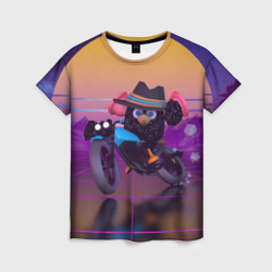 Женская футболка 3D Чёрный Гусь на мотоцикле Чикен Ган