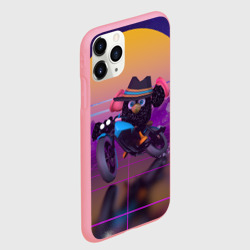 Чехол для iPhone 11 Pro Max матовый Чёрный Гусь на мотоцикле Чикен Ган - фото 2