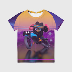 Детская футболка 3D Чёрный Гусь на мотоцикле Чикен Ган