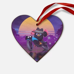 Деревянная игрушка Сердце Чёрный Гусь на мотоцикле Чикен Ган