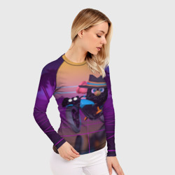 Женский рашгард 3D Чёрный Гусь на мотоцикле Чикен Ган - фото 2