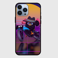 Чехол для iPhone 13 Pro Max Чёрный Гусь на мотоцикле Чикен Ган