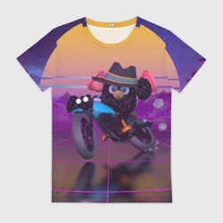 Женская футболка 3D Чёрный Гусь на мотоцикле Чикен Ган