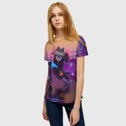 Женская футболка 3D Чёрный Гусь на мотоцикле Чикен Ган - фото 2