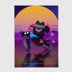 Постер Чёрный Гусь на мотоцикле Чикен Ган