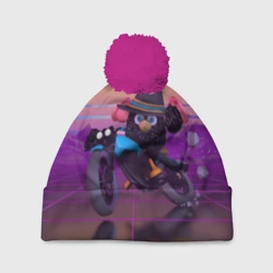 Шапка 3D c помпоном Чёрный Гусь на мотоцикле Чикен Ган