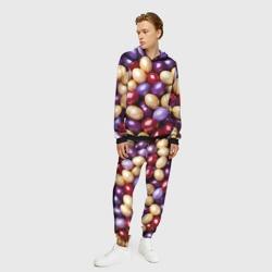 Мужской костюм с толстовкой 3D Красные и фиолетовые пасхальные яйца - фото 2