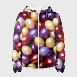 Женская куртка 3D Красные и фиолетовые пасхальные яйца