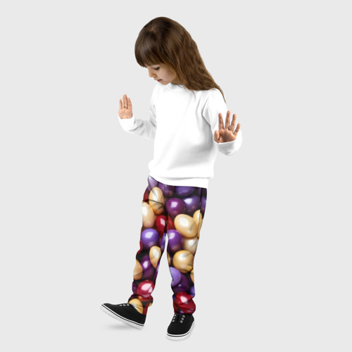 Детские брюки 3D Красные и фиолетовые пасхальные яйца, цвет 3D печать - фото 3